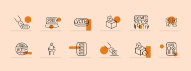 Bireysel seçimlerin önemini vurgulayan ikonlar. Kişisel etki konsepti. Pastel renk arkaplanı. İş için vektör satırı simgesi