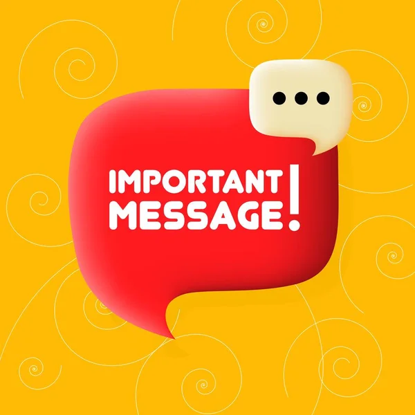 Message Important Bulle Vocale Avec Message Texte Important Illustration Style — Image vectorielle