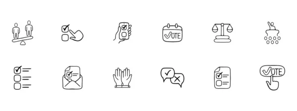 Conjunto Iconos Electorales Representación Simbólica Elecciones Democráticas Concepto Proceso Votación — Vector de stock