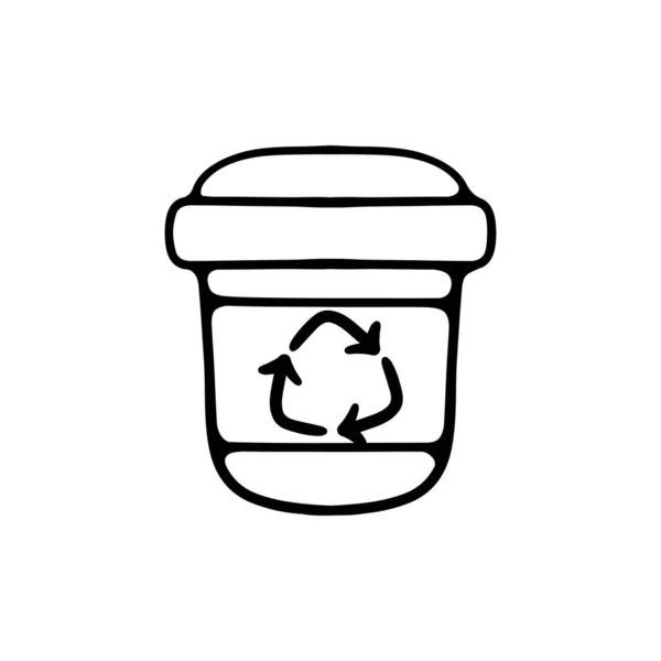 Ikona Linii Recyklingu Symbole Gospodarki Odpadami Ekologiczna Koncepcja Kosze Śmieci — Wektor stockowy