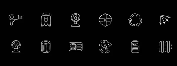 Conjunto Iconos Vectoriales Que Representan Ventilación Con Varios Símbolos Ilustraciones — Vector de stock