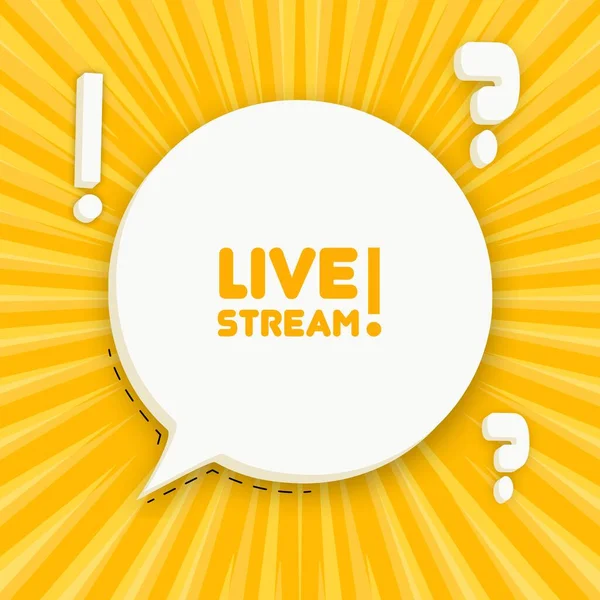 Ζωντανό Ρεύμα Φούσκα Ομιλίας Κείμενο Live Stream Επιχειρηματική Ιδέα Εικόνα — Διανυσματικό Αρχείο