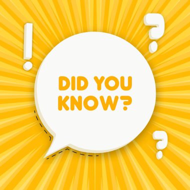 Did you know. Speech bubble with Did you know text. Business concept. 3d illustration. Pop art style. Vector line icon for Business and Advertising.