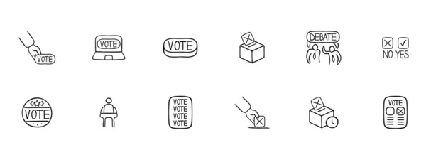 Set Icone Che Rappresentano Voto Elezioni Democrazia Scheda Elettorale Icone — Vettoriale Stock