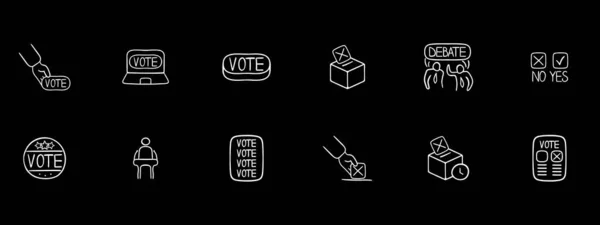 投票と選挙を表すアイコンのセット 民主主義 アイコン セット ベクターホワイトのセットアイコン — ストックベクタ