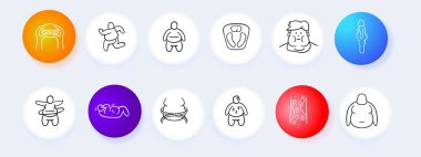 Obezite Destek Simgesi. Kilo yönetimi, sağlıklı yaşam tarzı, beslenme kılavuzu, fiziksel aktivite, kişisel diyet planları. Vektör satırı simgesi