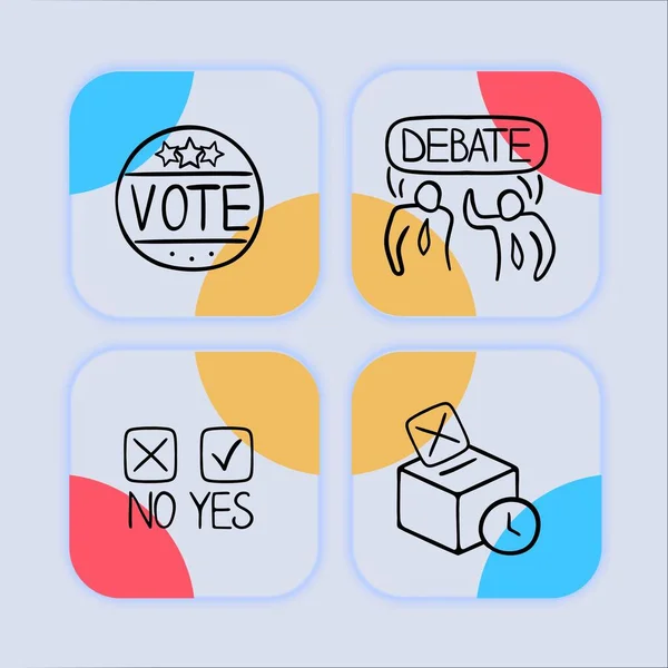 Wahlsymbole Demokratie Wahlen Entscheidungsfindung Öffentliche Meinung Abstimmungsprozess Wahlrecht Abstimmung Bürgerbeteiligung — Stockvektor