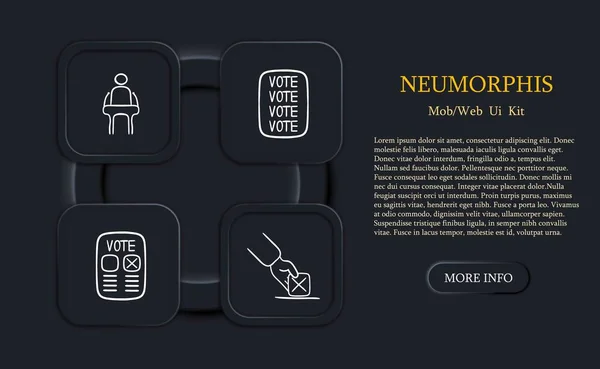 Ikone Der Präsidentschaftswahlen Öffentliches Sprechen Stimme Abstimmung Abstimmung Broschüren Neomorphismus — Stockvektor