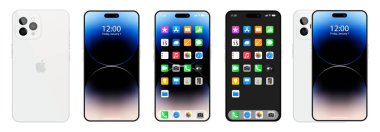 Apple iPhone 14. Akıllı telefon. Pembe renkte mevcut. Yeni iPhone en fazla 14 pro. Model ekran iPhone ve arka taraf iPhone. Apple A.Ş. tarafından. Orijinal sunum. Yazı.