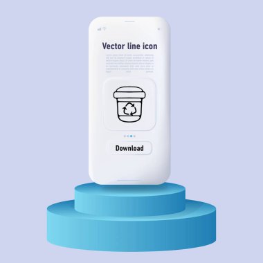 Çöp geri dönüşüm çizgisi simgesi. Çöp, atık, ekoloji, kağıt, hammadde, üretim. Neomorfizm tarzı. Ui telefon uygulaması