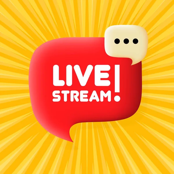 Πανό Ζωντανής Ροής Φούσκα Ομιλίας Κείμενο Live Stream Επιχειρηματική Ιδέα — Διανυσματικό Αρχείο