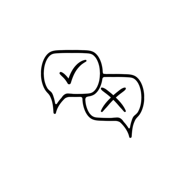 Kreuzen Und Markieren Sie Das Liniensymbol Dialogfeld Auswahl Abstimmung Feedback — Stockvektor