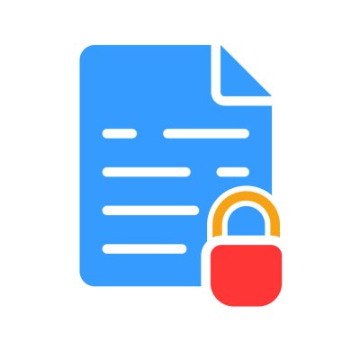 Kilit satırı simgesi olan dosya. Anahtar, kapı, koruma, güvenlik, yasaklama. İş için beyaz arkaplan üzerindeki vektör renkli simge