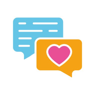 Çevrimiçi yazışma hattı simgesi. İletişim, flört sitesi, sohbet, diyalog kutusu. İş için beyaz arkaplan üzerindeki vektör renkli simge