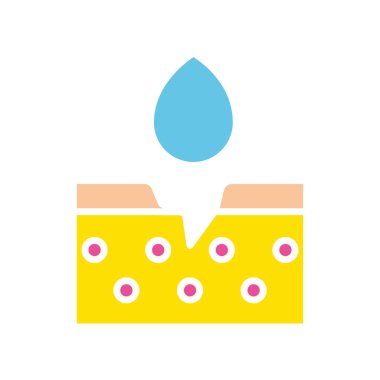 Cilt nemlendirici çizgi simgesi. Epidermis, nem, düşüş, yüz maskesi, hipoalerjenik. İş için beyaz arkaplan üzerindeki vektör renkli simge