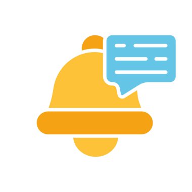 Çan çizgisi simgesi olan diyalog kutusu. Tebligat, gecikmiş mesaj, iletişim, sohbet, online, internet, e-posta. İş için beyaz arkaplan üzerindeki vektör renkli simge