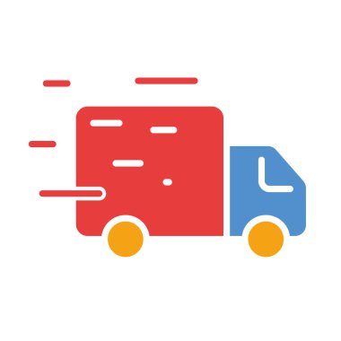 Minibüs hattı ikonuyla hızlı teslimat. Yer değiştirme, mal taşıma, kamyon, mal, araba. İş için beyaz arkaplan üzerindeki vektör renkli simge