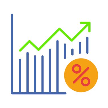 Ok çizgisi simgesini düzenle. Ekonomik büyüme, yüzde, yatırım, grafik, para transferi. İş için beyaz arkaplan üzerindeki vektör renkli simge