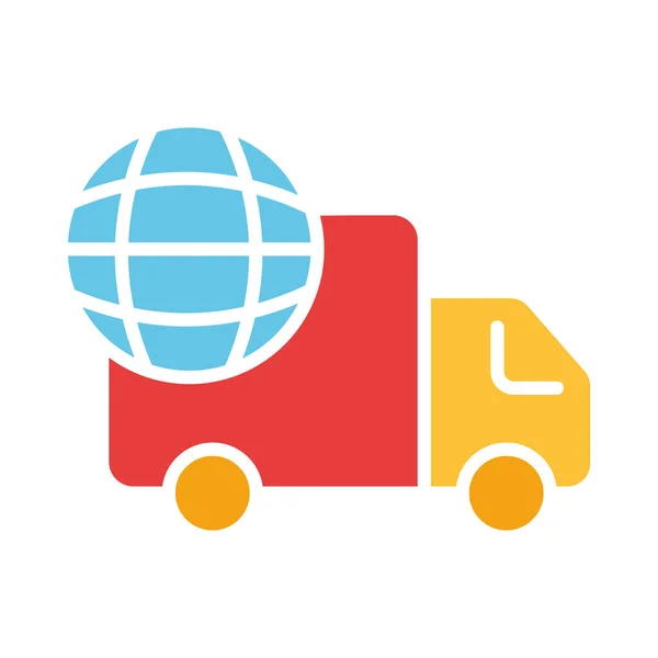 Delivery Van Planet Line Icon Fast Shipping Online Store Shipping — Stock Vector