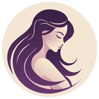 Profilde güzel bir kızın portresi. Açık ten, kapalı gözler, koyu mor saçlar, koyu siyah kirpikler, temiz burun, açık pembe dudaklar, açık alın, çıplak omuz, keskin elmacık kemikleri.