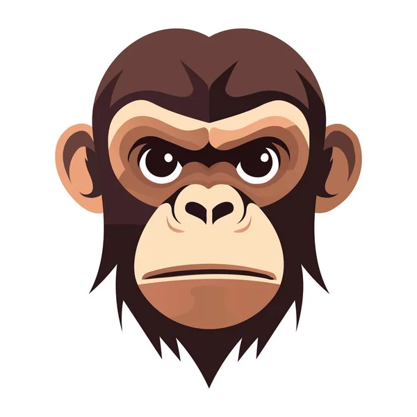 Monkey Head Cartoon Evil Wrinkled Face Menacing Emotion Dark Eyes — Stock Vector
