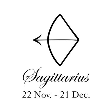 Adı ve tarihleri olan yay burcu. 12 burçlu yıldız falı. 22 Kasım 'dan 21 Aralık' a. Astroloji, falcılık, takımyıldız, yükseltici, sahte bilim, doğum haritası. İtalik biçim