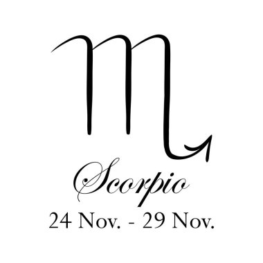 Adı ve tarihleri olan akrep burcu. 13 burçlu yeni yıldız falı. 24 Kasım 'dan 29 Kasım' a. Astroloji, falcılık, takımyıldız, yıldızlar, yükseltici. İtalik biçim
