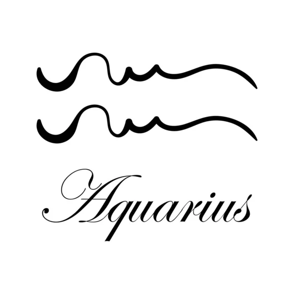 Acuario Con Nombre Horóscopo Con Signos Del Zodiaco Astrología Adivinación — Archivo Imágenes Vectoriales