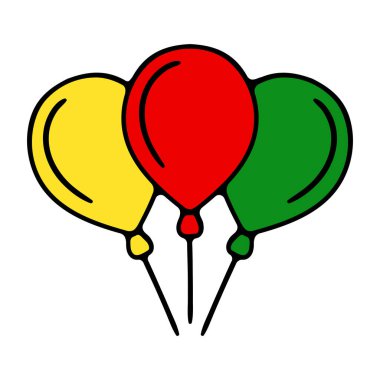 Hava balonları. Kırmızı, yeşil, sarı. Dekorasyon, dekorasyon, Noel, yeni yıl arifesi, 25 Aralık, kış, tatil atmosferi, kutlama, aile kutlaması, gelenekler. Renkli simge