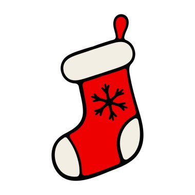 Şömineye koşun. Hediye çorabı, kar tanesi. Dekorasyon, dekorasyon, Noel, yeni yıl arifesi, 25 Aralık, kış, tatil atmosferi, kutlama, aile kutlaması, gelenekler. Renkli simge