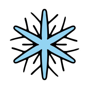 Altı köşeli mavi kar tanesi. Dekorasyon, dekorasyon, Noel, yeni yıl arifesi, 25 Aralık, kış, tatil atmosferi, kutlama, aile kutlaması, gelenekler. Renkli simge