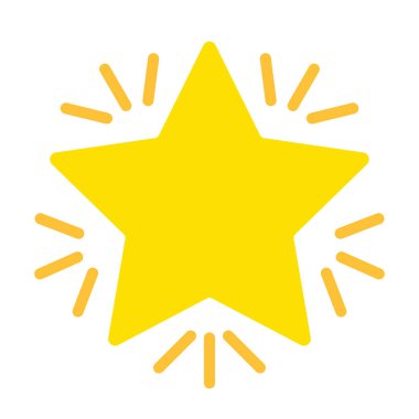 Işınlar ile parlayan yıldız. Derecelendirme, derecelendirme, değerlendirme, işaret, ışık, uzay, gökyüzü, gece, astronomi, astroloji, inceleme, geri bildirim. Beyaz arkaplanda renkli simge