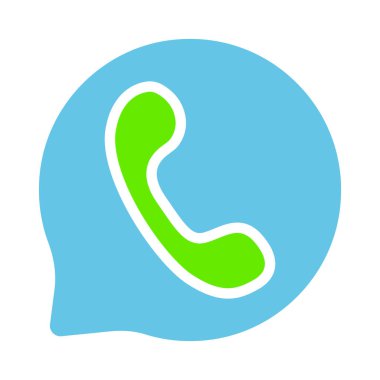 Konuşma baloncuğunun içindeki mendil. Telefon, çağrı, iletişim, konuşma, bilgi alışverişi, veri transferi, konuşma, iş, sabit hat, abone. Beyaz arkaplanda renkli simge