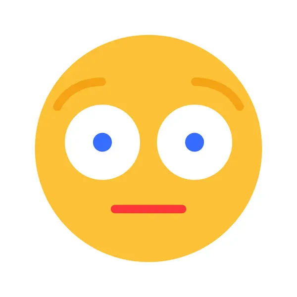 Shocked emoticon. Express emotions, online communication, message, texting, shock, surprise, horror, scared, confused, eyes wide open, stun, speechless. Colorful icon on white background
