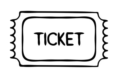 Bilet satışı simgesi. Tren, uçak, sinema, tiyatro, seyahat, tramvay, bilet ofisi, konser, seyahat, geçiş, sirk, piyango. İş ve reklam için vektör simgesi