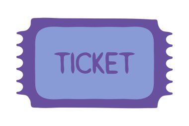 Mavi bilet çizgisi simgesi. Tren, uçak, sinema, tiyatro, seyahat, tramvay, bilet ofisi, konser, seyahat, geçiş, sirk, piyango. İş ve reklam için vektör simgesi