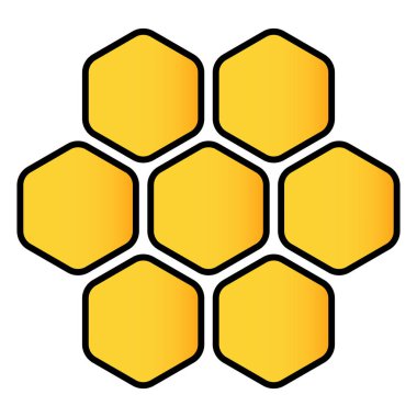 Sarı bal peteği çizgisi simgesi. Balmumu, arı kovanı, arı kovanı, eşek arısı, bal, dron, iğnesi, arı yetiştiricisi, altıgen, polen, çiçekler, hücre. İş ve reklam için vektör simgesi