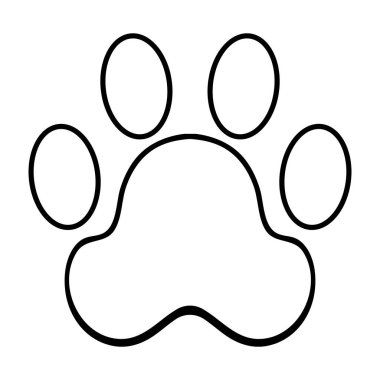 Şeffaf köpek pençesi çizgisi simgesi. Pençeler, canavar, iz, hayvan, bacak, kuyruk, kürk, pedler. İş ve reklam için vektör simgesi