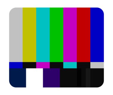 Television test chart on white background icon. Screen, remote control, news, antenna, advertising, show, media, plasma. Vector icon for business and advertising