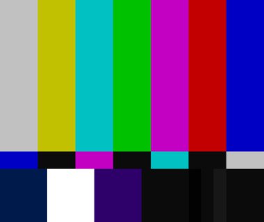 Televizyon test çizelgesi simgesi. Ekran, uzaktan kumanda, haberler, anten, reklam, gösteri, medya, plazma. İş ve reklam için vektör simgesi