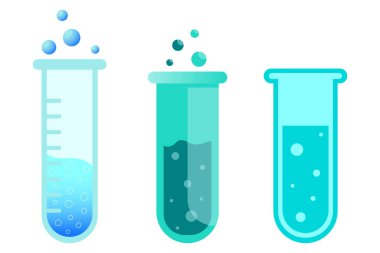 Set of flask with bubbles line icon. Chemistry, test tube, glass, laboratory, liquid, experiment, vessel, reaction, laboratory assistant. Vector icon for business and advertising