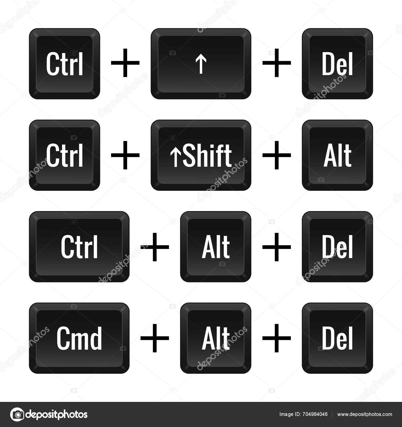 Keyboard Combinations Ctrl Shift Del Alt Cmd Hotkeys Control Macro ...