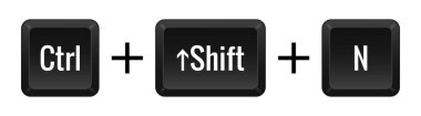 CTRL Shift N Key kombinasyonu. Klavye, kontrol, bilgisayar, kısayol, laptop, fonksiyonel, girdi aygıtı, çevresel, metni girin, daktilo, tip, anahtar, düzen, dil, qwerty, yeni bir şey oluşturun. Vektör