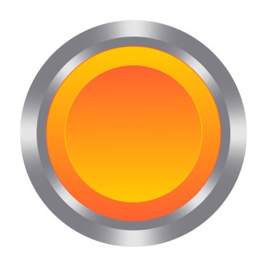 Metal tabanlı sarı düğme. İt, bas, dokun, kontrol merkezi, panel, manipülasyon, anahtar, düğme, yönetim, yönetim, işlem, açma, dur, başla, dikkat, yardım. Vektör illüstrasyonu