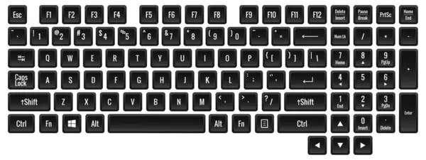 Computer Keyboard Laptop Keys Combination Shortcut Input Device Peripheral Enter — Stock Vector