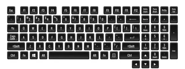 Computer Keyboard Laptop Keys Combination Shortcut Input Device Peripheral Enter — Stock Vector
