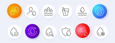 Su ikonu hazır. Damla, hidrasyon, işaret, su, kokteyl, içki, bardak, kar tanesi. Neomorfizm tarzı. İş ve reklam için vektör satırı simgesi