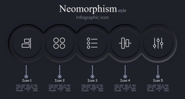 Options well icon set. Settings, equipment, selection, alternative, functions, menu, options, configuration. Neomorphism style. Vector line icon for business and advertising clipart