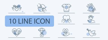 Hayır kurumu simgesi. İhtiyacı olanlara yardım etmek, kalp, avuç içi, eller, kurdele, kanserle mücadele, kuş, çiçek, hayvan koruması, insani yardım, maddi destek. Yardımcı kavram.