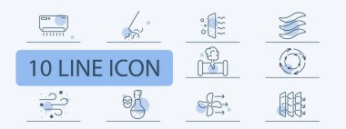 Atık simgesi. Klima, oda parfümü, zararlı gaz, hava, rüzgar, toz, hava filtresi, havalandırma borusu, vantilatör, bozuk boru, gaz, kafatası, zehir, maske, tiraj. Atmosfer kavramı.